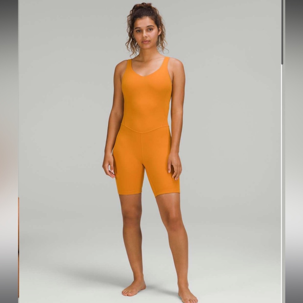 Lululemon Align Onesie Size 4 Autumn Orange 8” Active Romper Bodysuit Bike Short - Picture 2 of 13